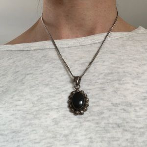 Black silver necklace